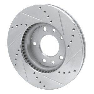Kia Sedona Brake Rotor (1) - Front Left - R1 Concepts - Drilled & Slotted - Silver - `03-`05